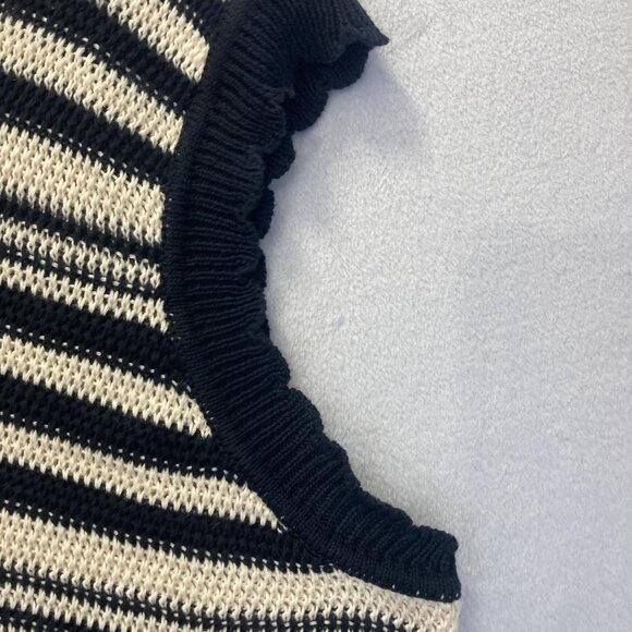 Future Collective Open Knit Sweater Vest Womens 3X Striped Scalloped Navy Blue - Picture 7 of 10